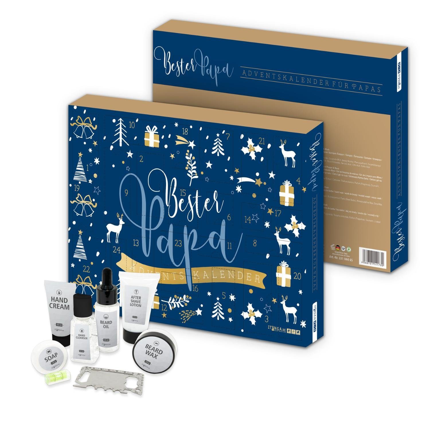 itenga Adventskalender itenga Adventskalender gefüllt "Bester Papa" Blau Gold