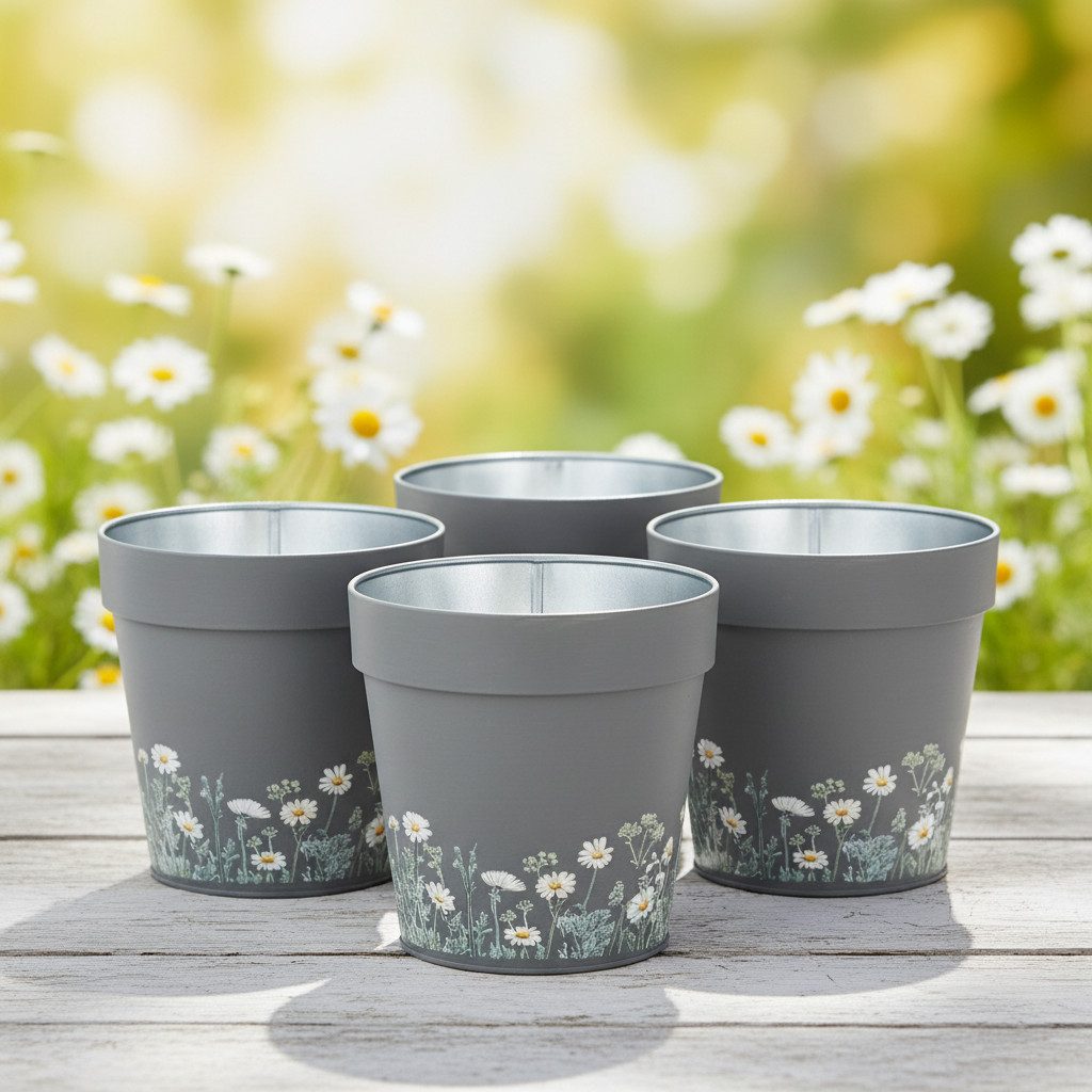 Florists Products Übertopf Blumentopf mit Blumenmotiv für stilvolle Dekoration und, 4 Stück