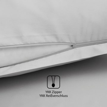 Bettwäsche Casabel Bettwäsche-Set aus Mako-Satin - Unifarben - Silber-Grau, Brielle, 2 teilig, Mit Reißverschluss, 100% Baumwolle
