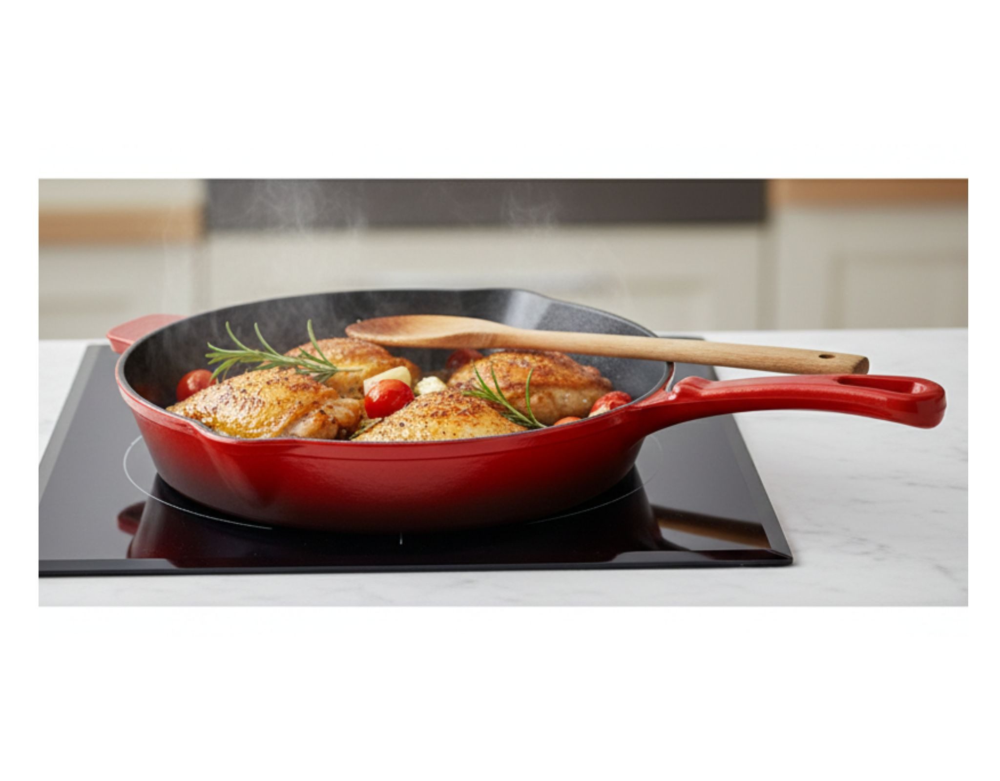Ernesto Grillpfanne ERNESTO® Grillpfanne Pfanne Bratpfanne emailliert Ofenfest rot