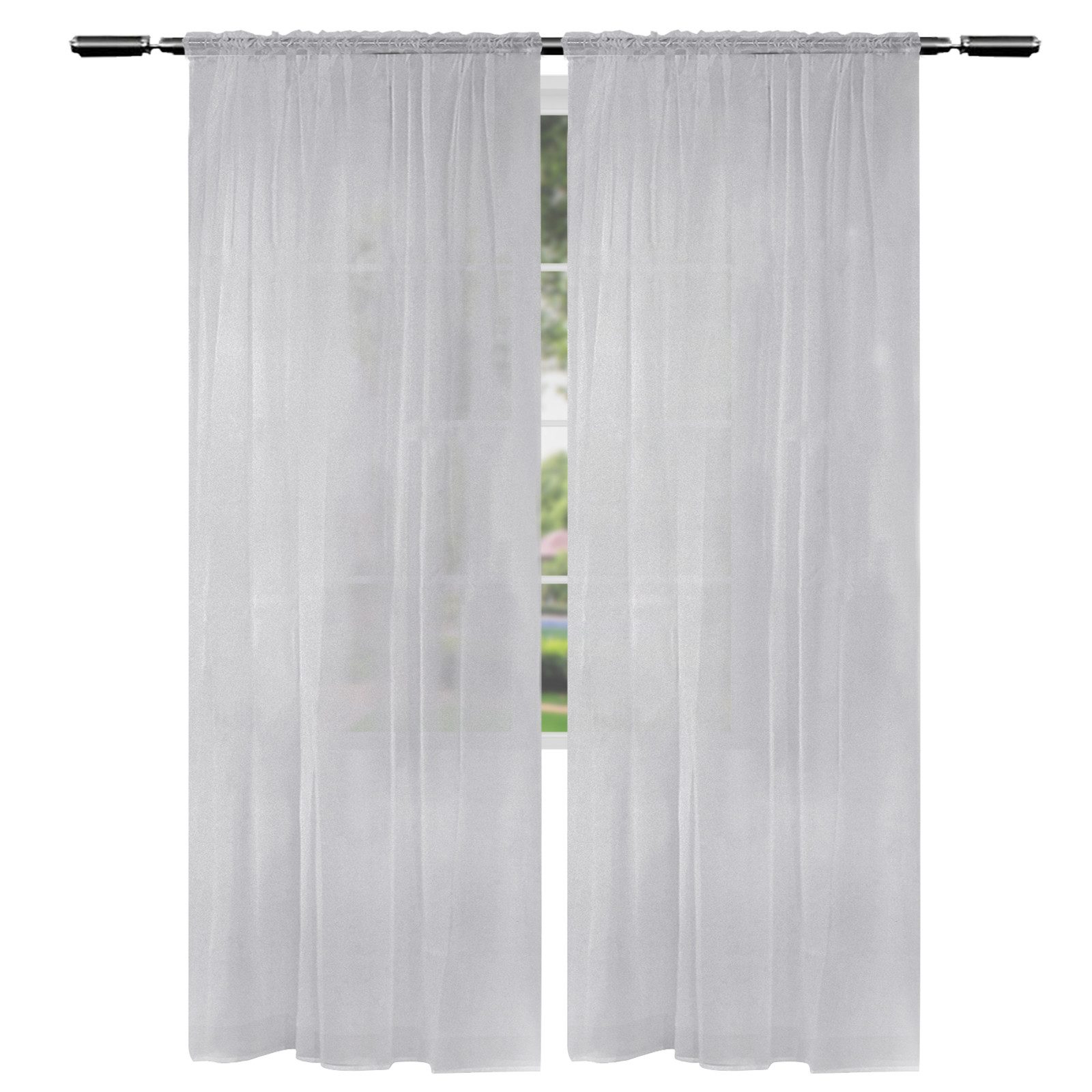 Woltu Gardine, Kräuselband (2 St), halbtransparent, günstig online kaufen