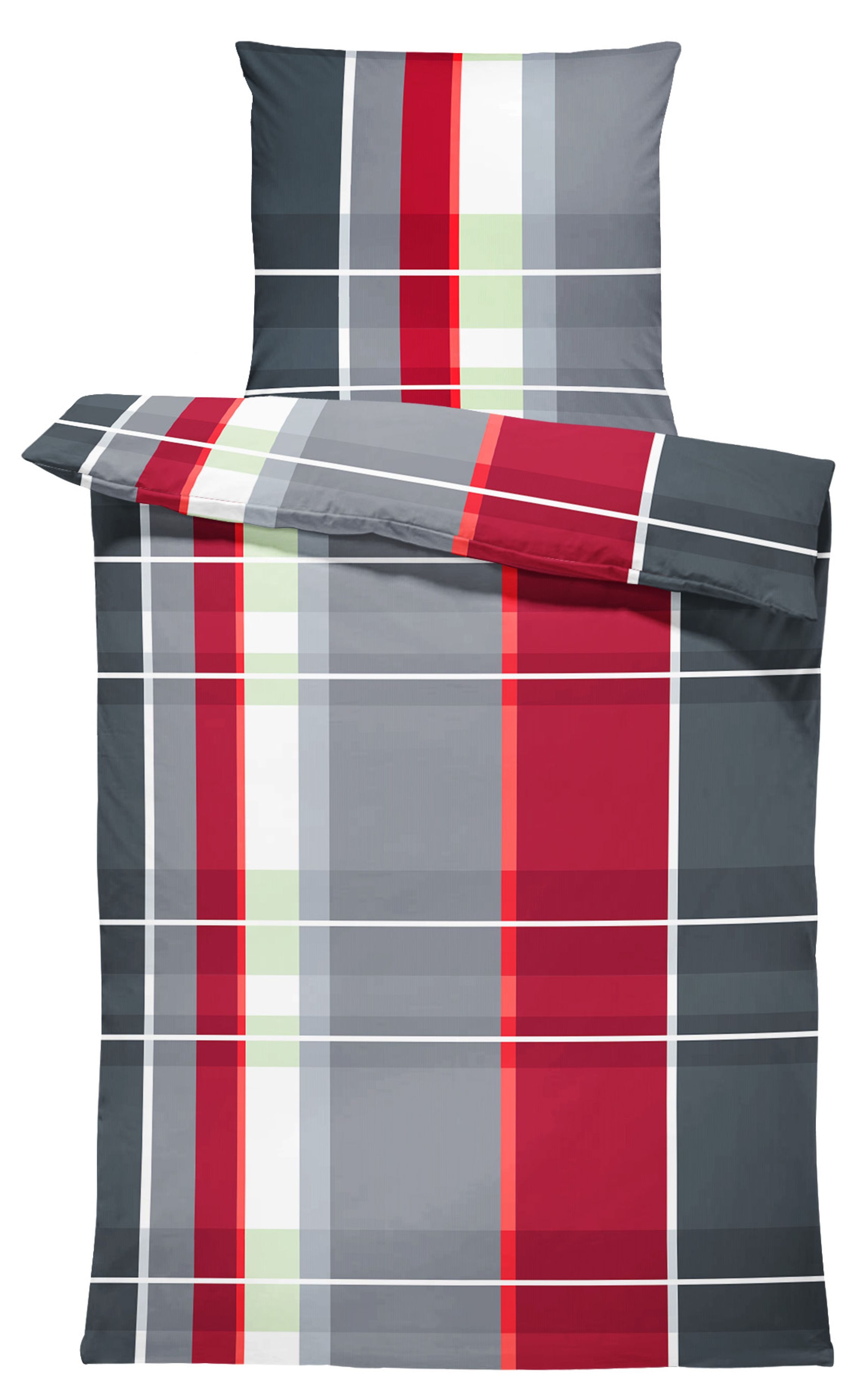 One Home Постельное белье Motive, Mikrofaser, 4 teilig, Kariert Gestreift Modern, Knitterfrei Weich für Sommer und Winter