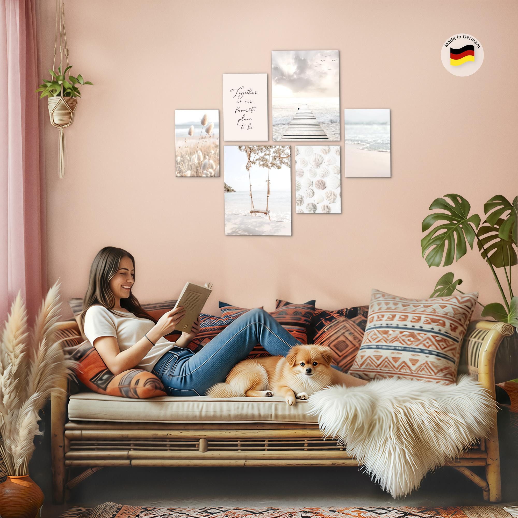 Novart Wandbild Natur Landschaft Beige KEIN EXTRA RAHMEN BENÖTIGT Modern Deko Bilder, Relax