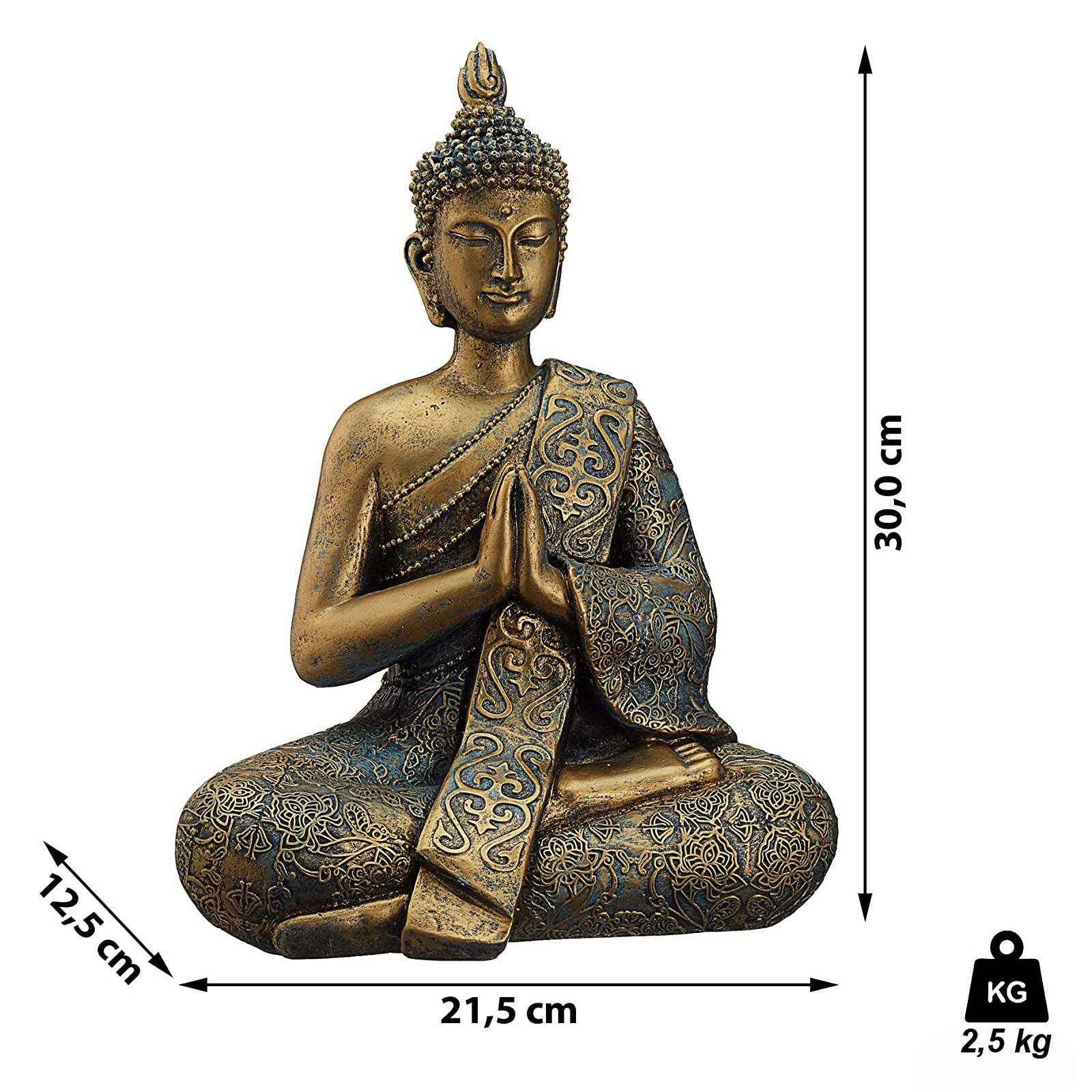 HAC24 Buddhafigur Sitzender Buddha Deko Garten Statue 2,5 Wetterfest cm Massiv Terrasse Höhe 30 (1 Budda Figur Haus kg Buddha St)