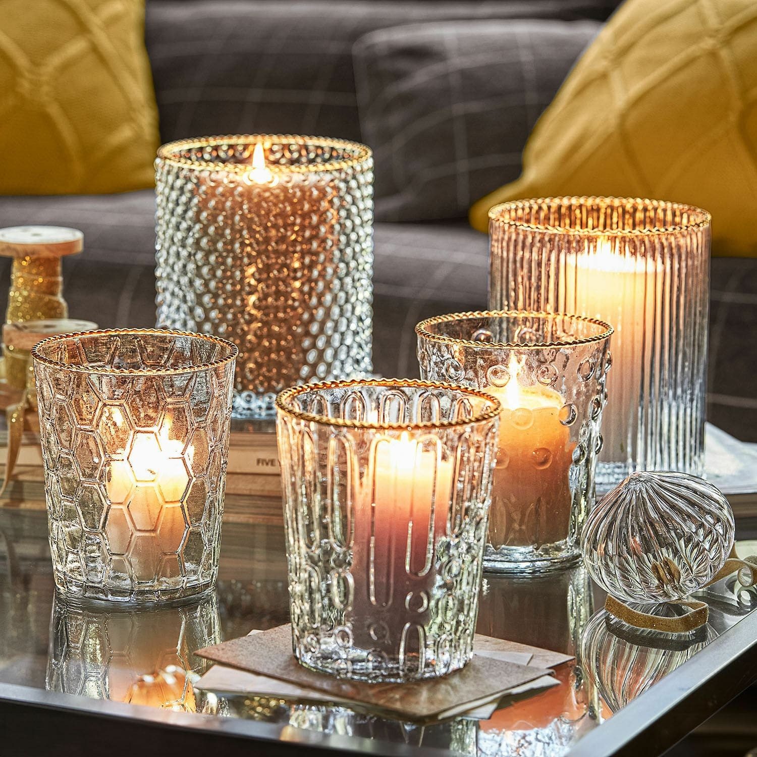 Windlicht Windlicht 5er Set Rosienne klar/gold