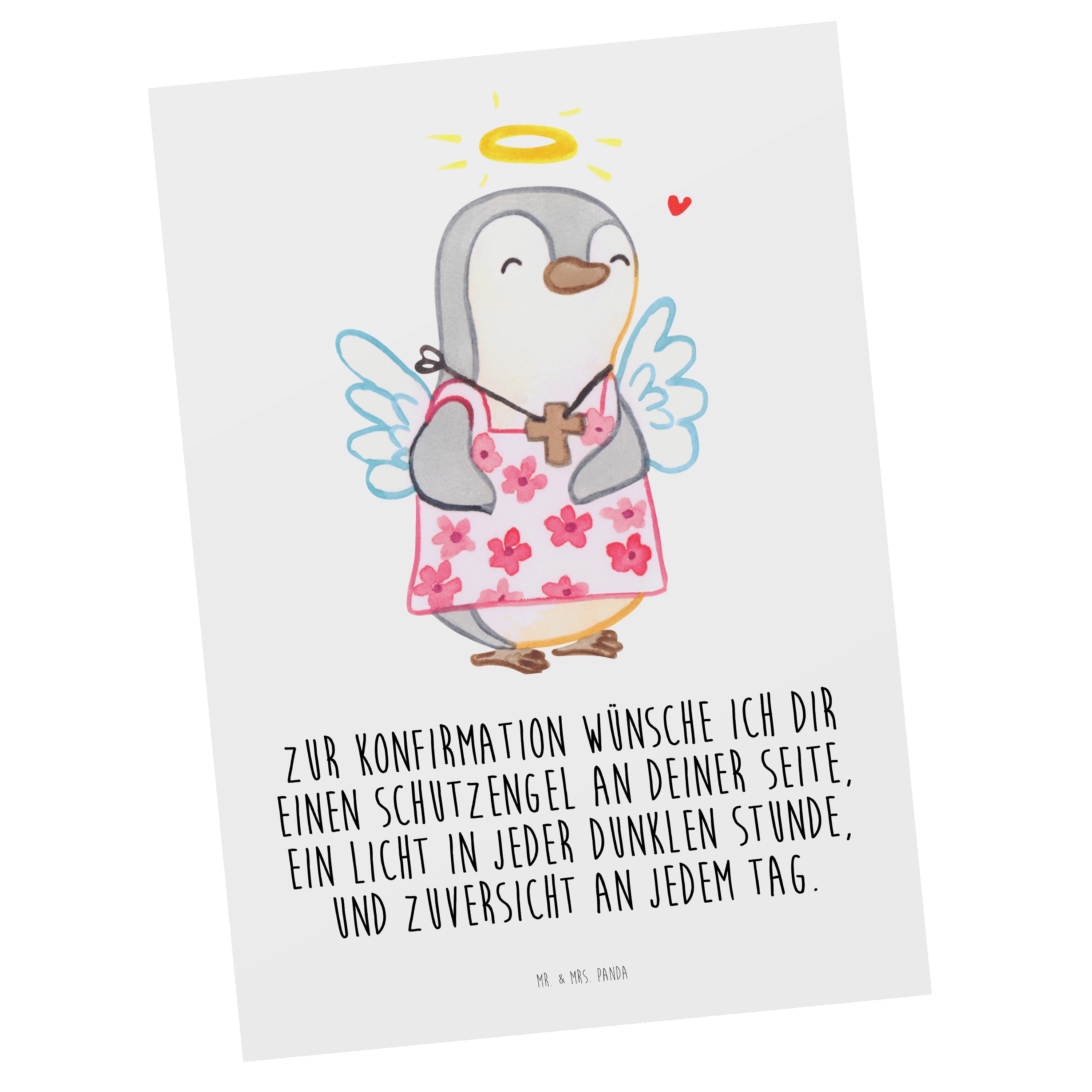 Postkarte Einladungskarte, Pinguin & Geschenk, - Mrs. Konfirmation Panda - Geburtstagsk Weiß Mr.