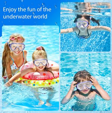 CoolBlauza Schwimmbrille Taucherbrille Kinder mit Nasenschutz Anti-Fog Schwimmbrille Kinder, (1-St., 180°Panorama Tauchmaske mit Nasenabdeckung), Für Jungen Mädchen, 4-12 Jahre