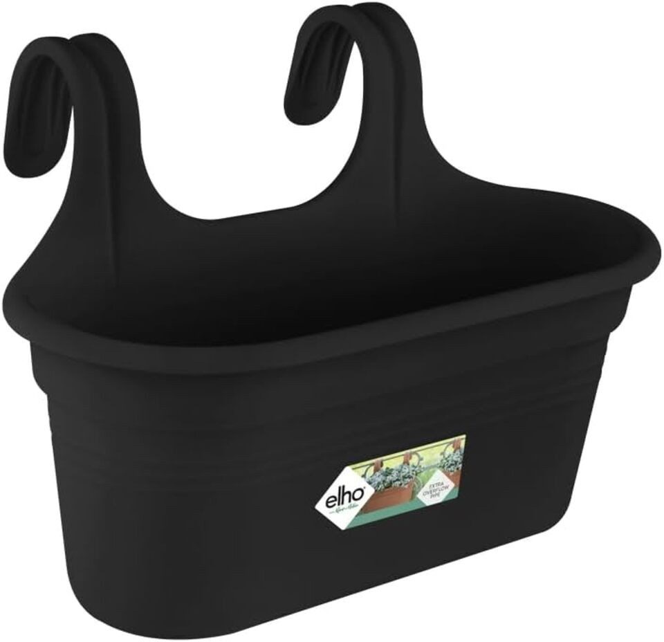 Elho Balkonkasten Easy Hanger L 35 - für Innen & Außen - Ø 36.0 x H 26.0 cm - Schwarz (1 St)