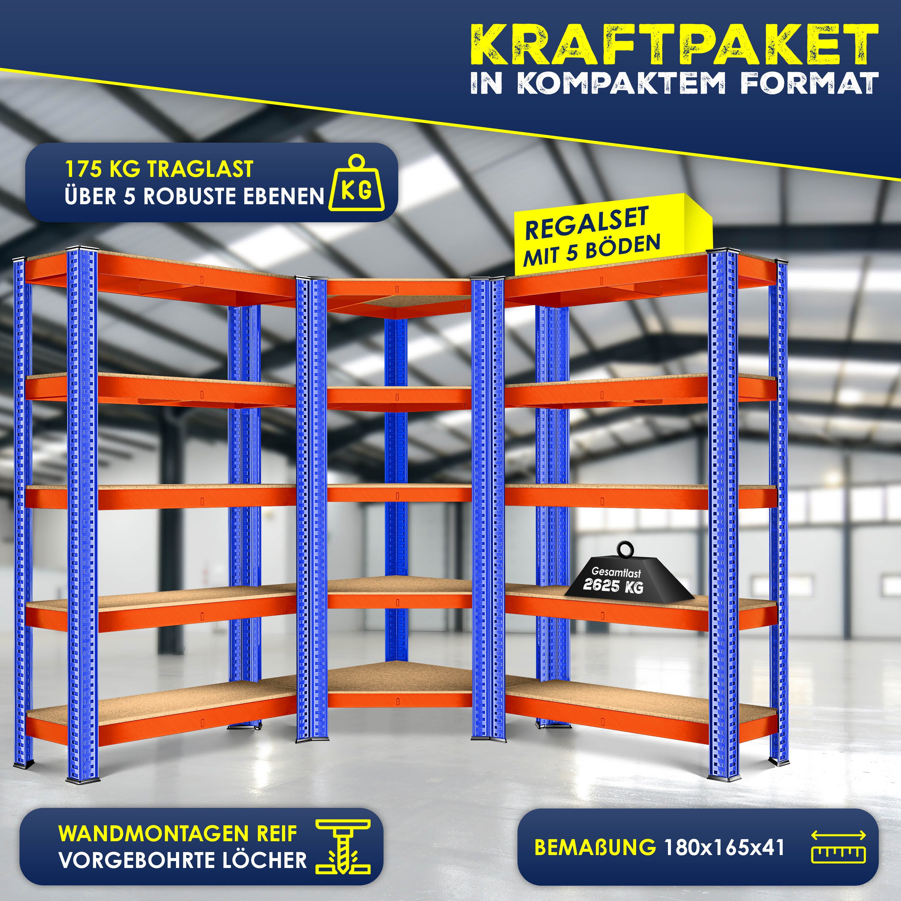 MASKO Schwerlastregal, 3er Set Metall Regalsystem Lagerregal Eckregal günstig online kaufen