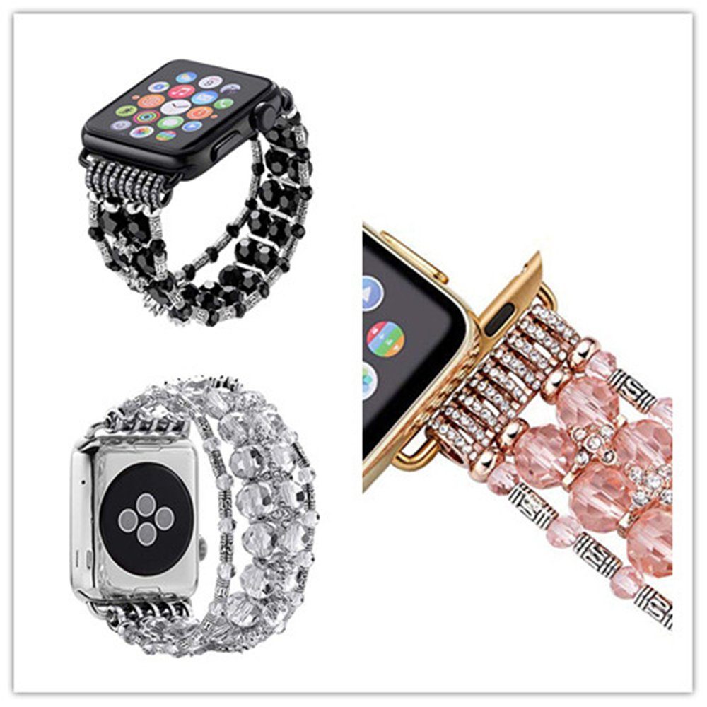 ELEKIN Smartwatch-Armband Silber 7/6/5/4/3/2/1 Series Kristall-Ersatzarmband für Fashion iwatch Strap