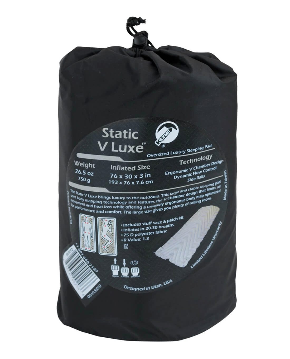 Klymit Isomatte Static V Luxe Sleeping Pad - Stone Grey