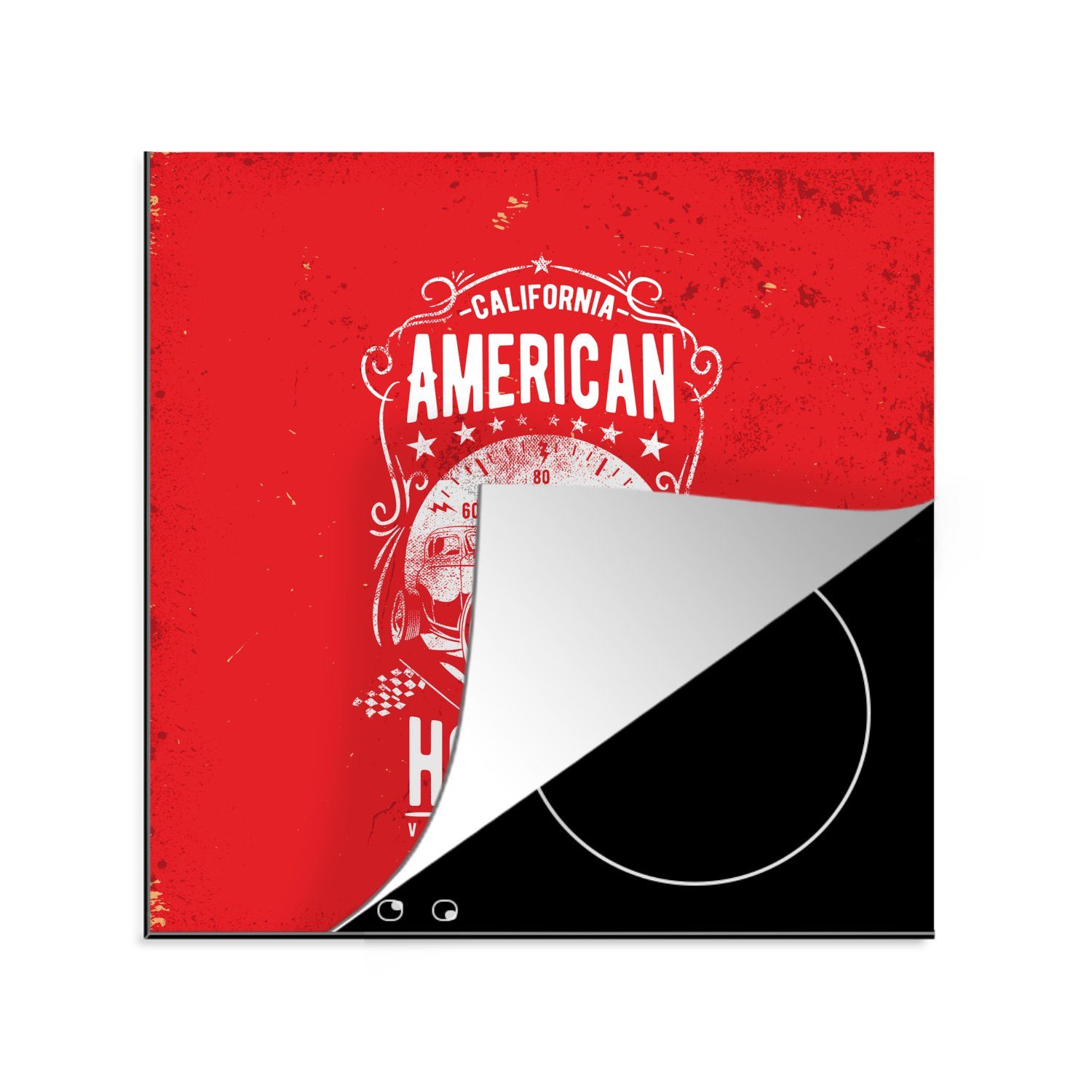 MuchoWow Herdblende-/Abdeckplatte Oldtimer - Auto - Amerika, Vinyl, (1 tlg), 78x78 cm, Ceranfeldabdeckung, Arbeitsplatte für küche