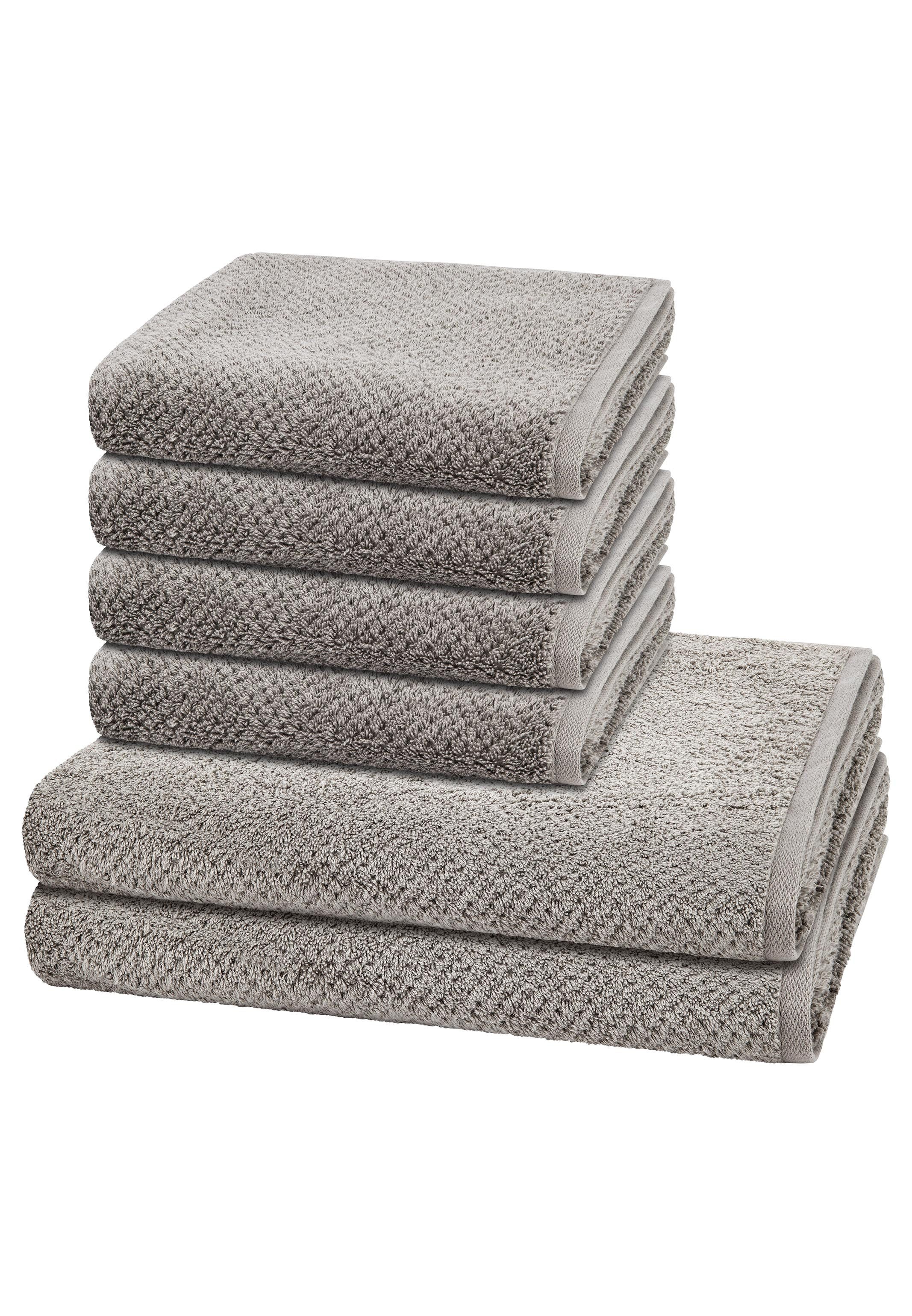 Cawö Handtuch Set Pure, Walkfrottee (Spar-Set, 6-St), 4 X Handtuch 2 X Duschtuch im Set - Baumwolle - Saugstark