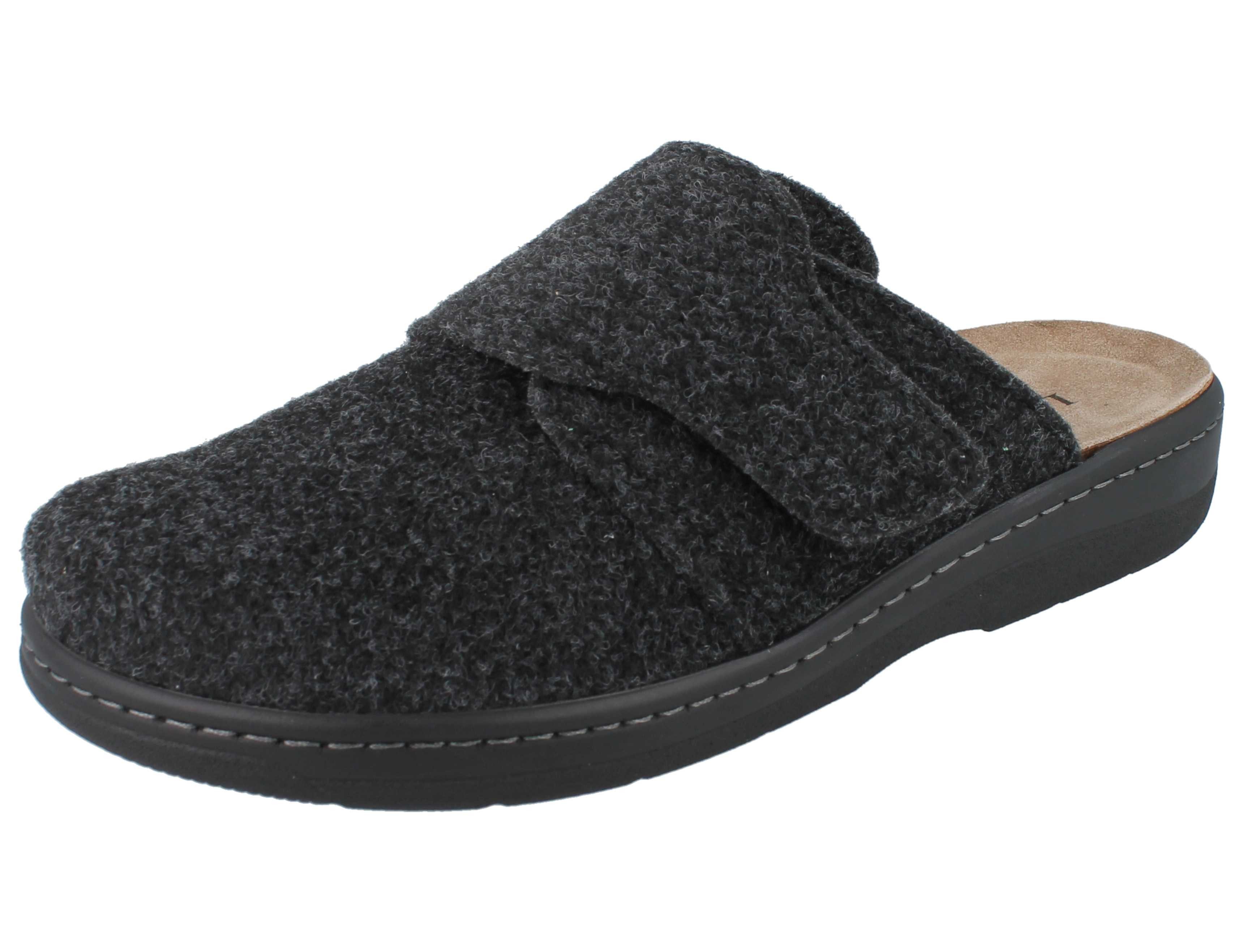 Longo LONGO Herren Filz Clogs schwarz Wollfilz - Größe: 45 Hausschuh