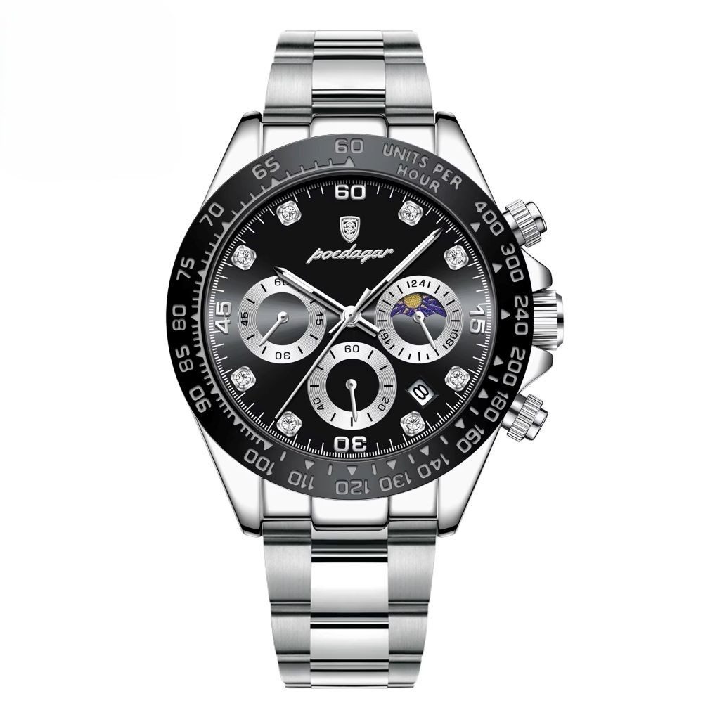 POEDAGAR Quarzuhr Poedagar 629 Luxus Chronograph Uhr mit Glitzerstein-Zifferblatt