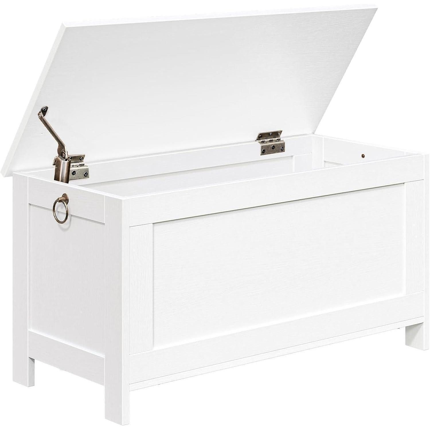 Sitztruhe Sitzbank Stauraum Sicherheitsscharniere Weiß 76 x 40 x 48 cm Weiß