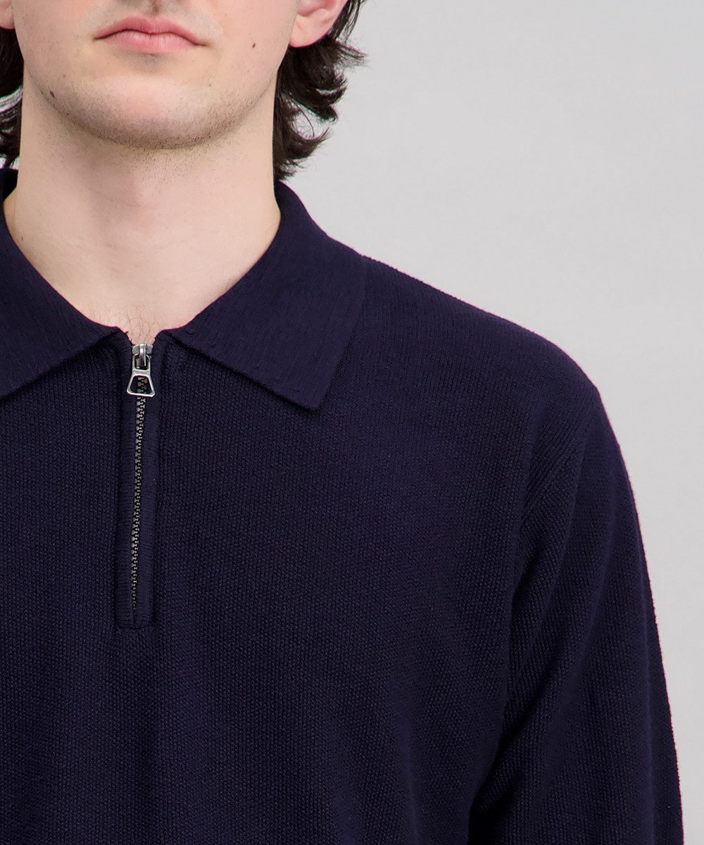 Pioneer Authentic Jeans Poloshirt Polo Strick mit zipper mit Rippbündchen – Bild 4 von 5