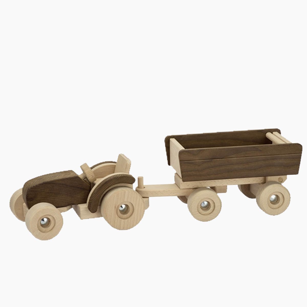 goki Spielzeug-Traktor Traktor mit Anhänger Goki nature, (Packung, 2-tlg., set), Ideal für kleine Hände. Made in Europe