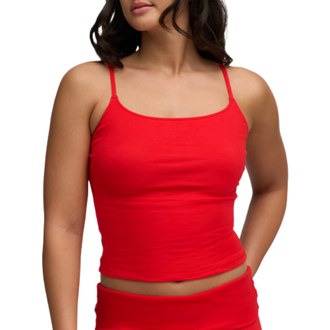 cfab by creamy fabrics Spaghettitop Cotton Cami-Top-Fire Red-L (1-tlg)