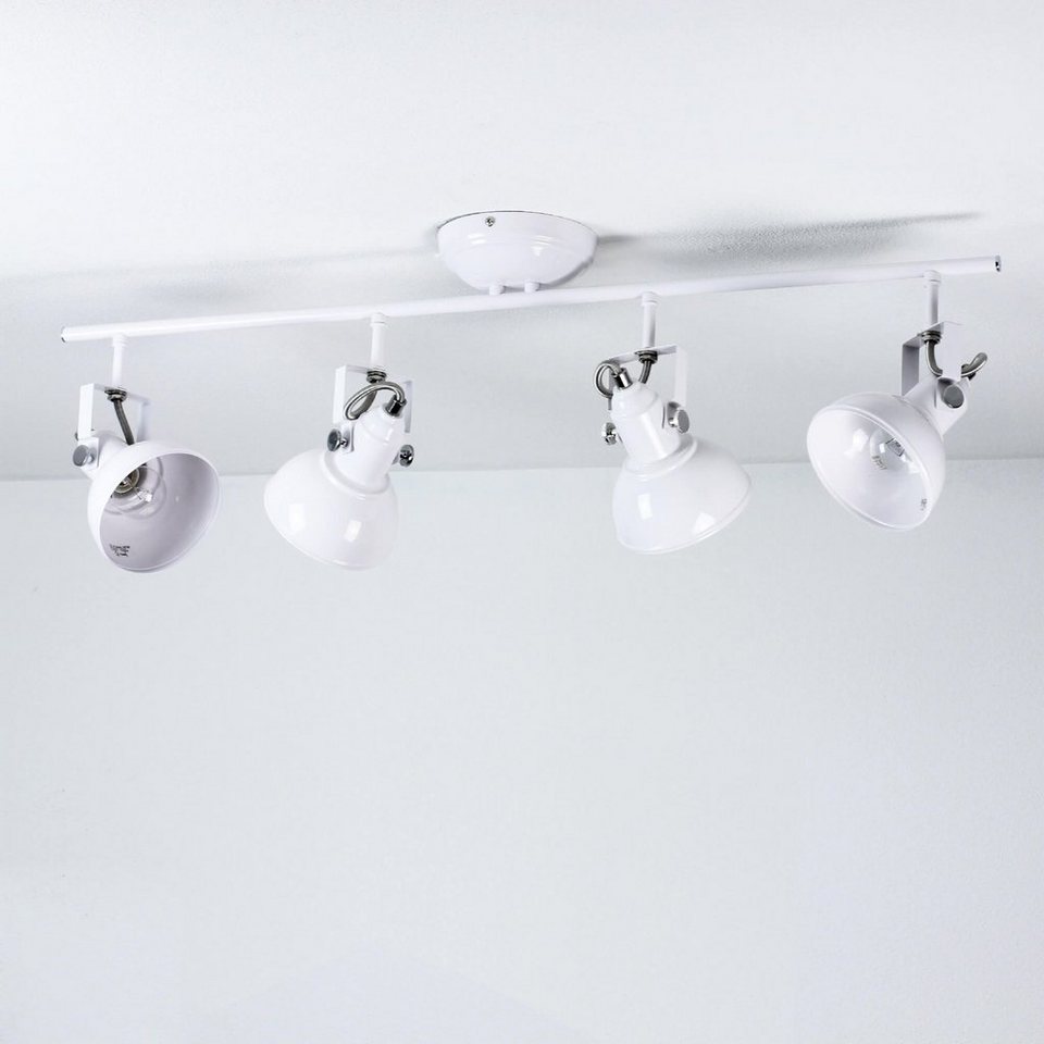 Licht-Erlebnisse Deckenstrahler GINA, ohne Leuchtmittel, Wand und  Deckenlampe Weiß retro schwenkbar Vintage Lampe