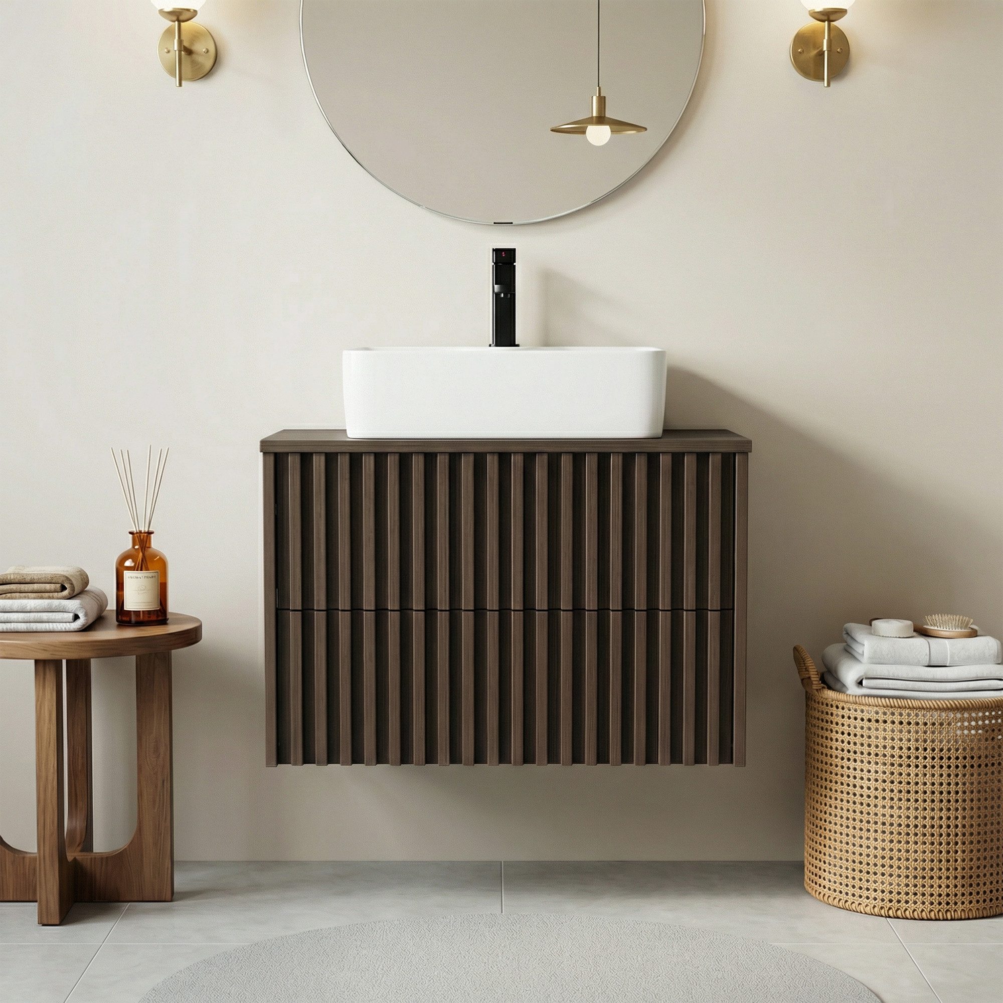 UEV Unterschrank Waschbeckenunterschrank Hängeschrank Badezimmerschrank Wandschrank (Badmöbel, Badezimmmer Schrank) Soft-close Schubladen,Waschbeckenunterschran – Bild 2 von 5