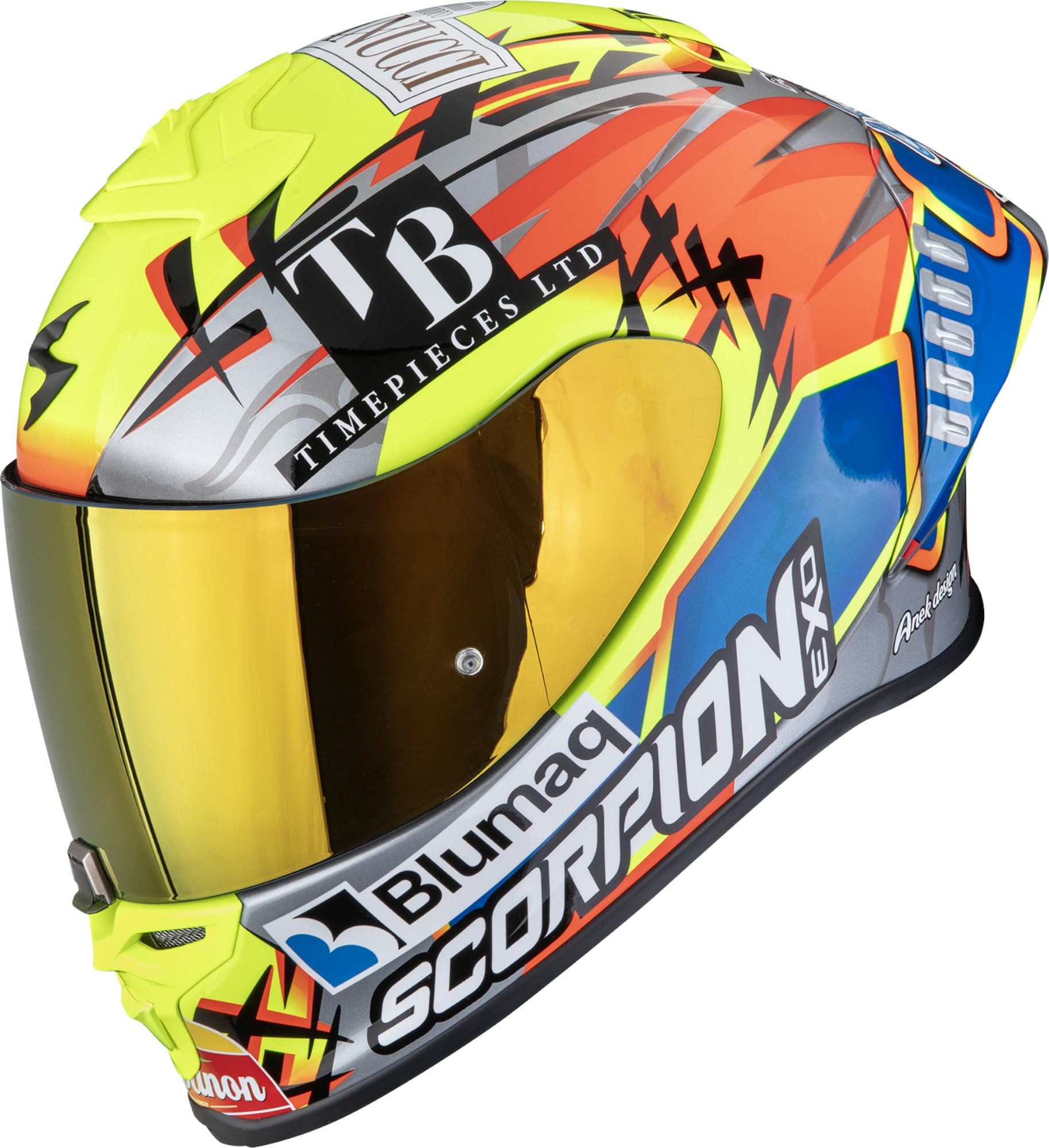 Scorpion Exo Motorradhelm EXO-R1 Evo II Air Aron Misano Helm, Notfallsystem-Polsterung (EQRS),geeignet für Brillenträger,Pinloc