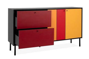 Finori Sideboard Sideboard Lucca, mit Schubkästen, schwarz / multicolor