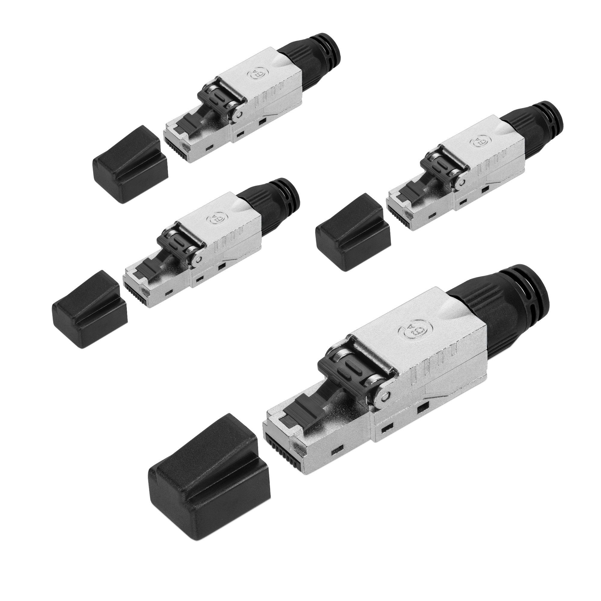4x CAT 6A RJ45 Netzwerkstecker - geschirmt - werkzeuglos Netzwerk-Adapter