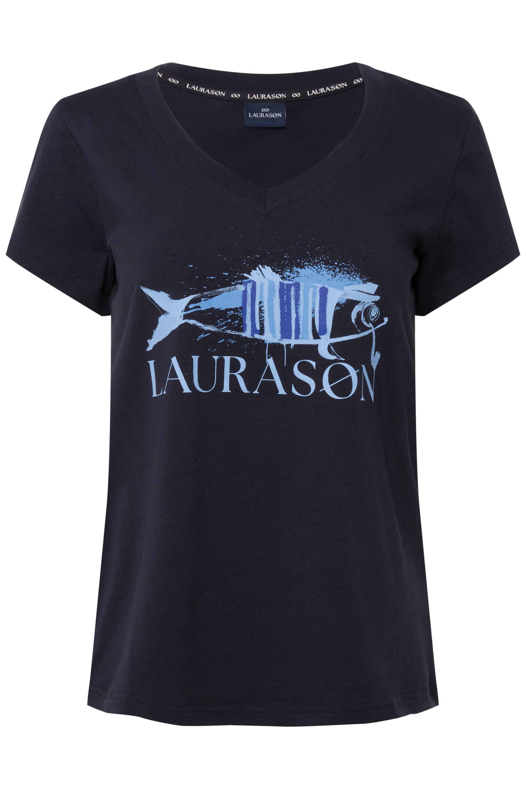 Laurasøn T-Shirt T-Shirt Fisch Motiv V-Ausschnitt günstig online kaufen