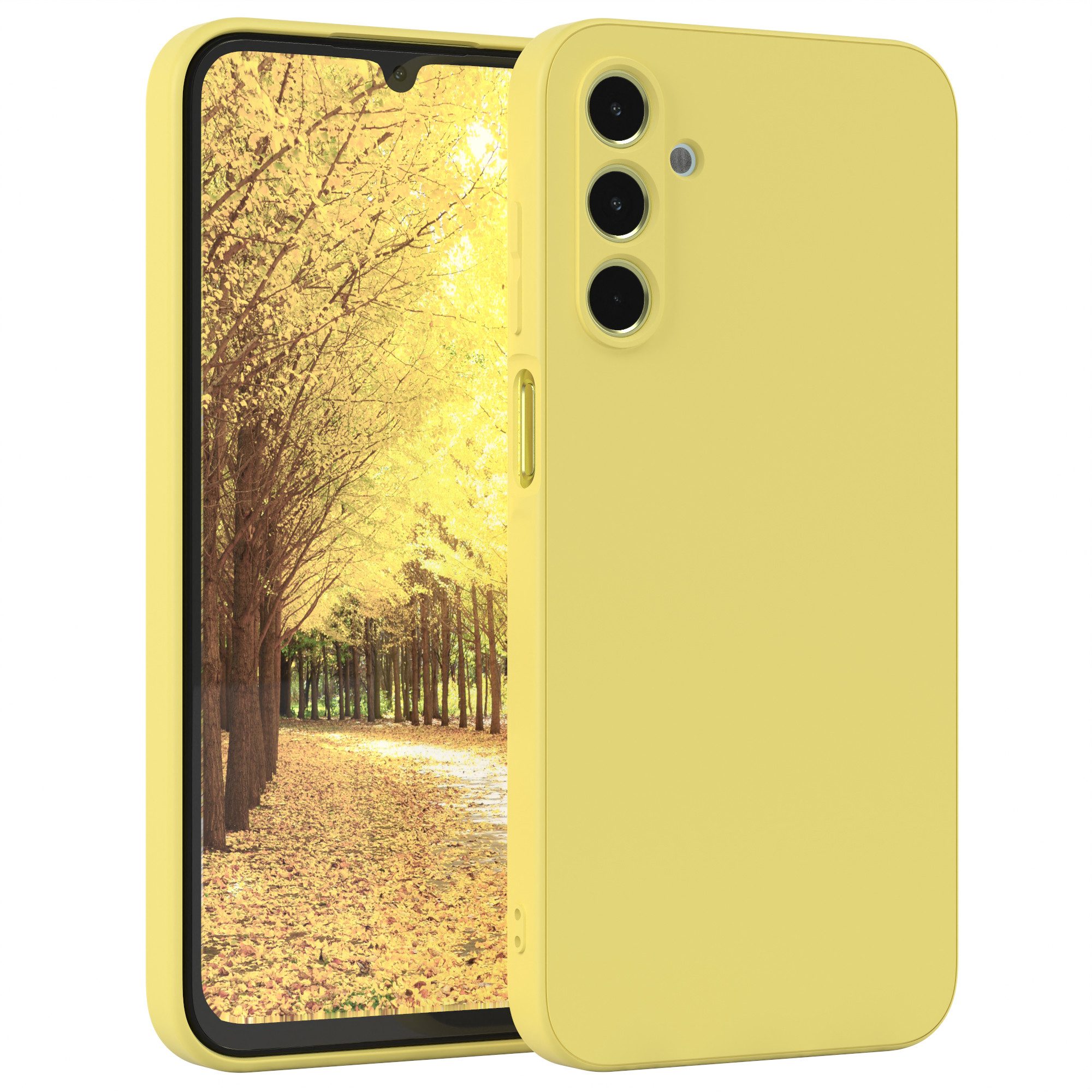 EAZY CASE Handyhülle für Samsung Galaxy A15 5G Hülle Silikon 6,5 Zoll, Handy Softcase stoßfest Hülle mit Kameraschutz Bumper Tpuhülle Gelb