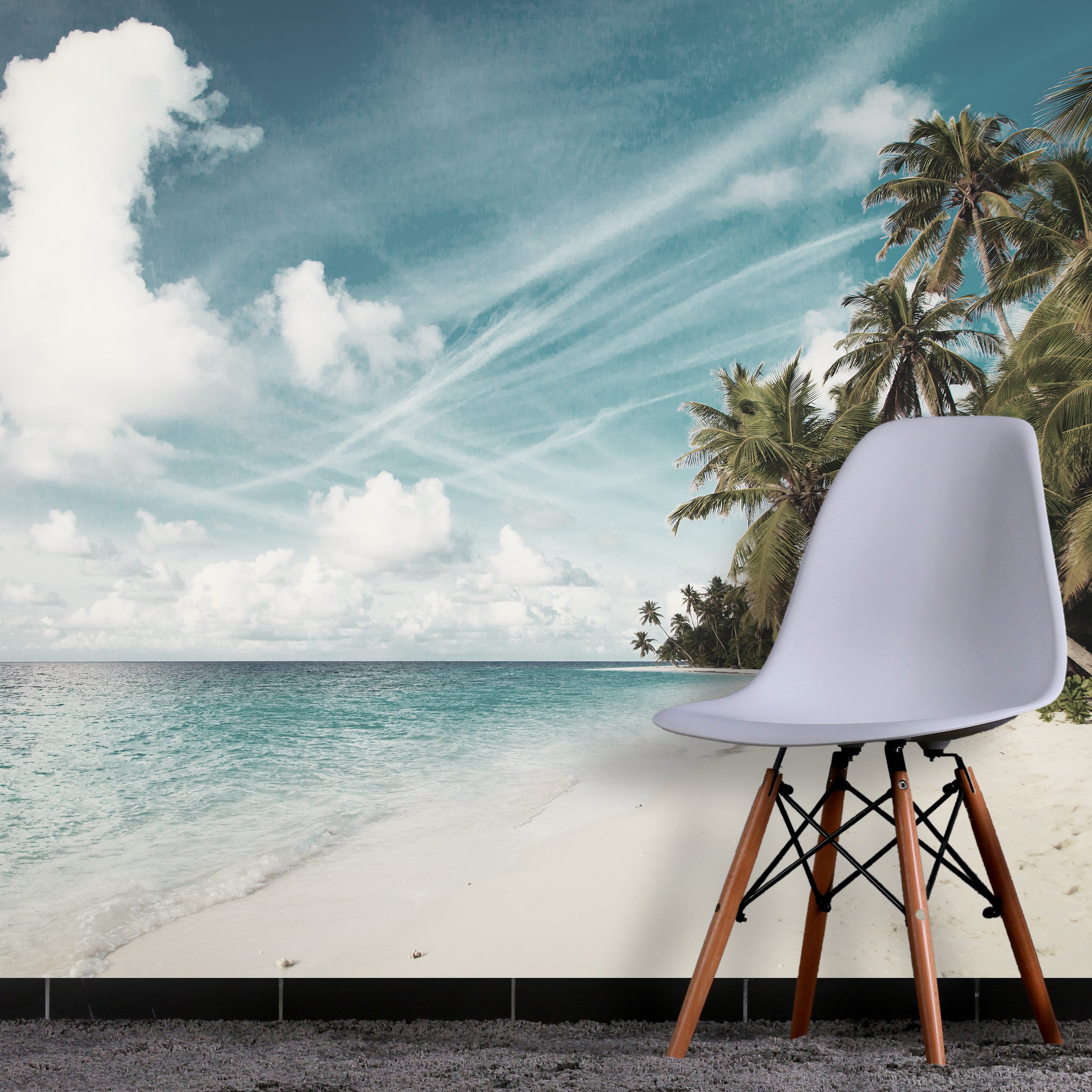 queence Fototapete Strand und Meer, glatt, Meer, Motiv, bedruckt, realistisch, (4 St), Wandpaneele, selbstklebend, Tapete, Sticker, Wanddeko, XXL-Fotomotiv