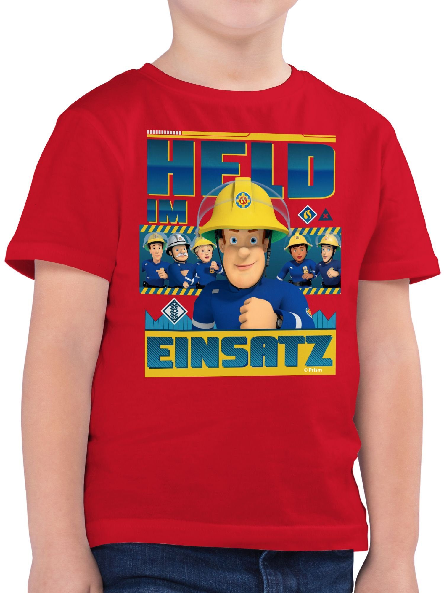 Shirtracer T-Shirt Held im Einsatz Feuerwehrmann Sam Jungen 1 Rot