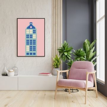 MOTIVISSO Poster Haus Mint/Blau/Rosa - Dreamy Dutch Collection