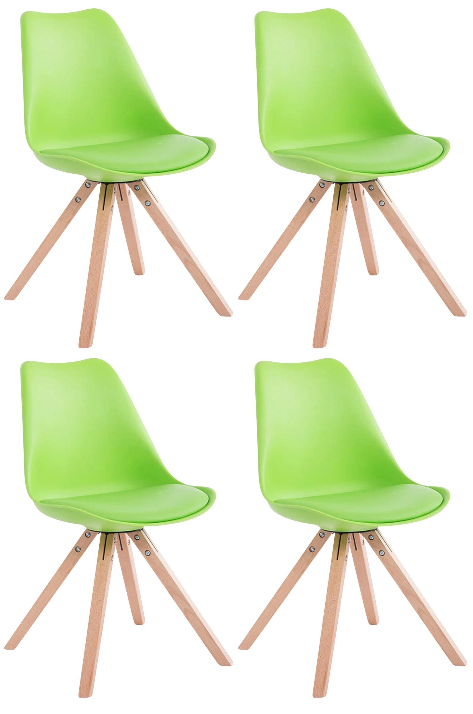 CLP Küchenstuhl Toulouse Kunstleder Square (4er Set), Holzbeine