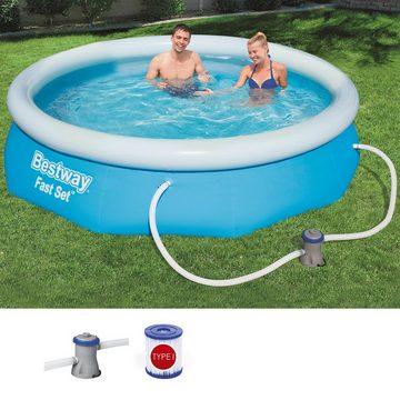 BESTWAY Pool BESTWAY Fast Set Pool Swimmingpool Rund + Filterpumpe Filter 305x76cm