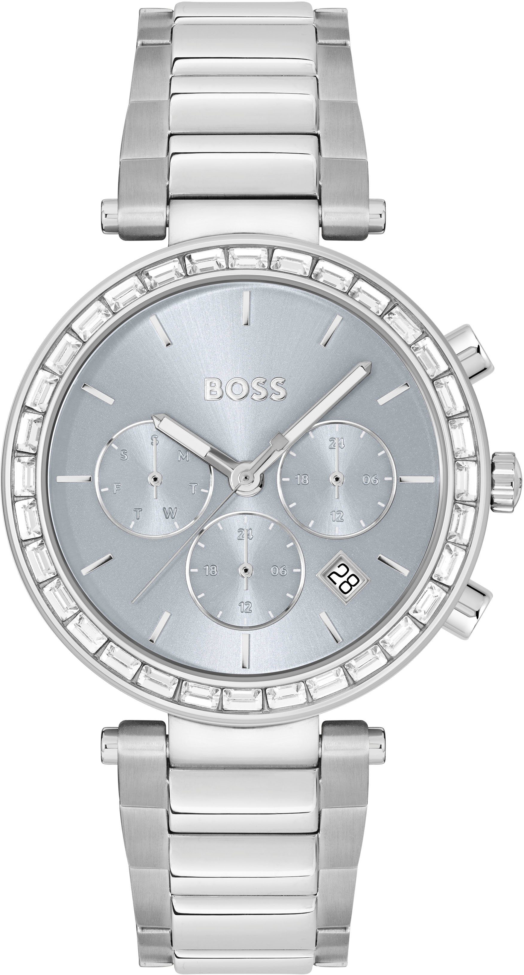 BOSS Multifunktionsuhr ANDRA, 1502692, Quarzuhr, Damenuhr, Armbanduhr, Glaskristalle, Datum