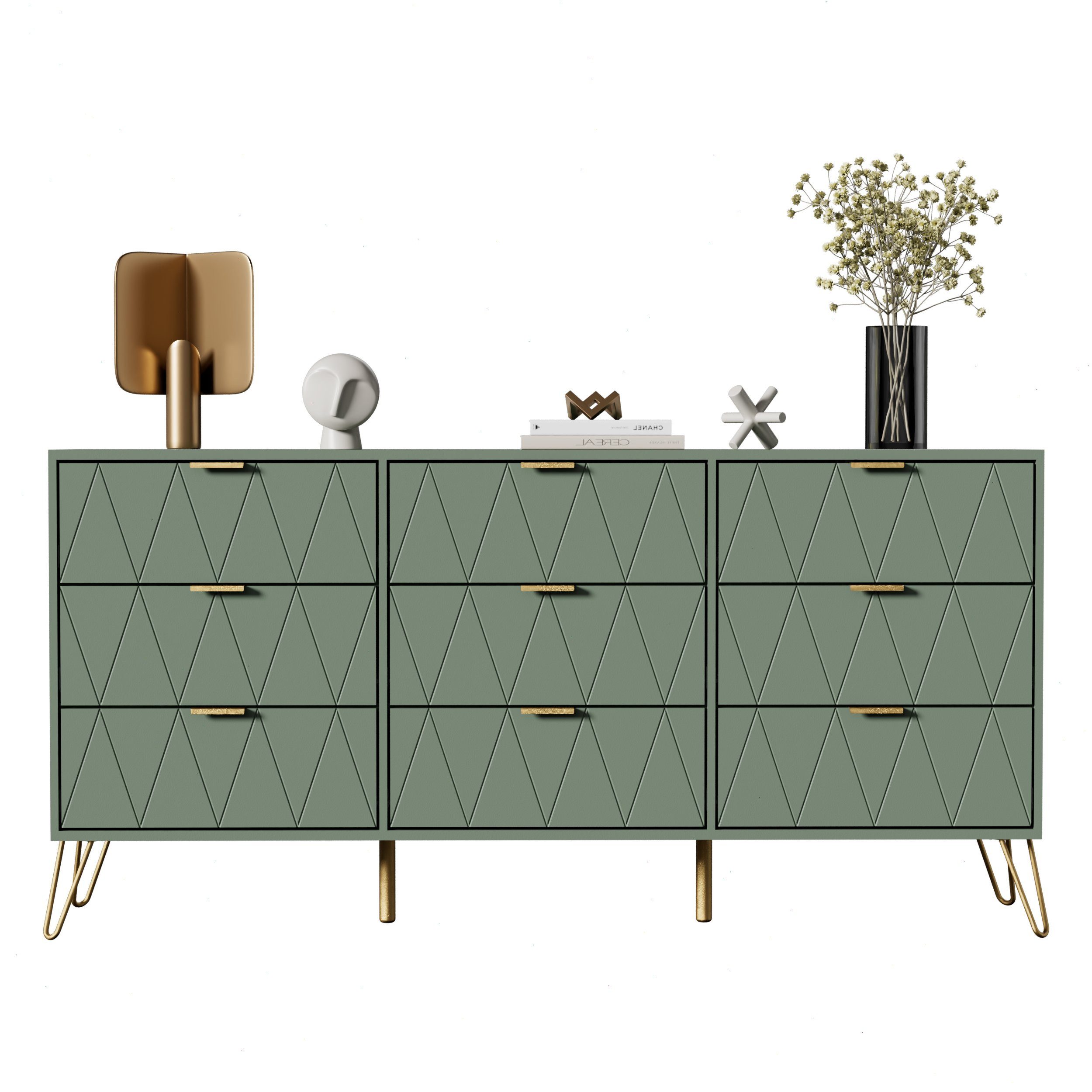 UEV Kommode modern Sideboard schmal Mehrzweckschrank für Kleidung Dokumente (Packung)