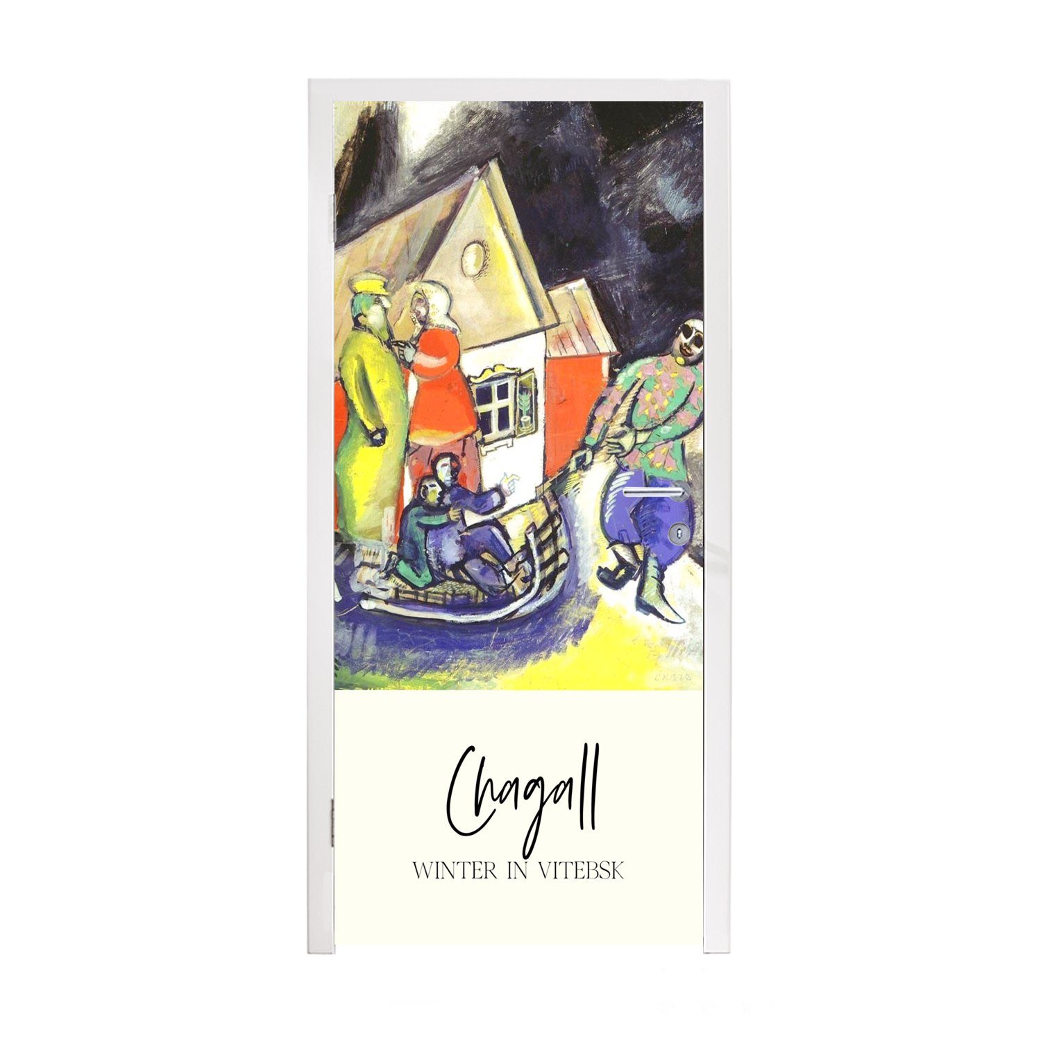 für in Türtapete (1 Chagall, Tür, - Winter 75x205 St), MuchoWow Matt, Fototapete Türaufkleber, Witebsk cm bedruckt,