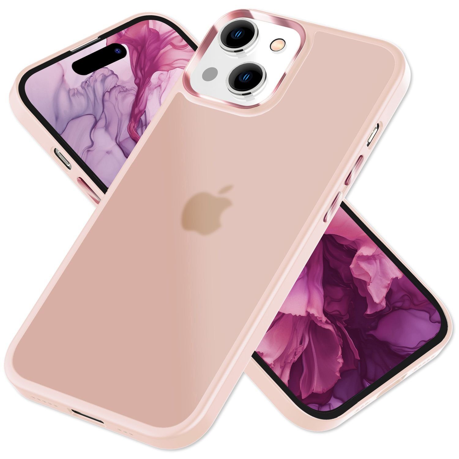 Nalia Smartphone-Hülle Apple iPhone 15 15,5 cm (6,1 Zoll), Hybrid Hülle / Semi-Transparent / Matt / Metallic Akzent / Anti-Schock