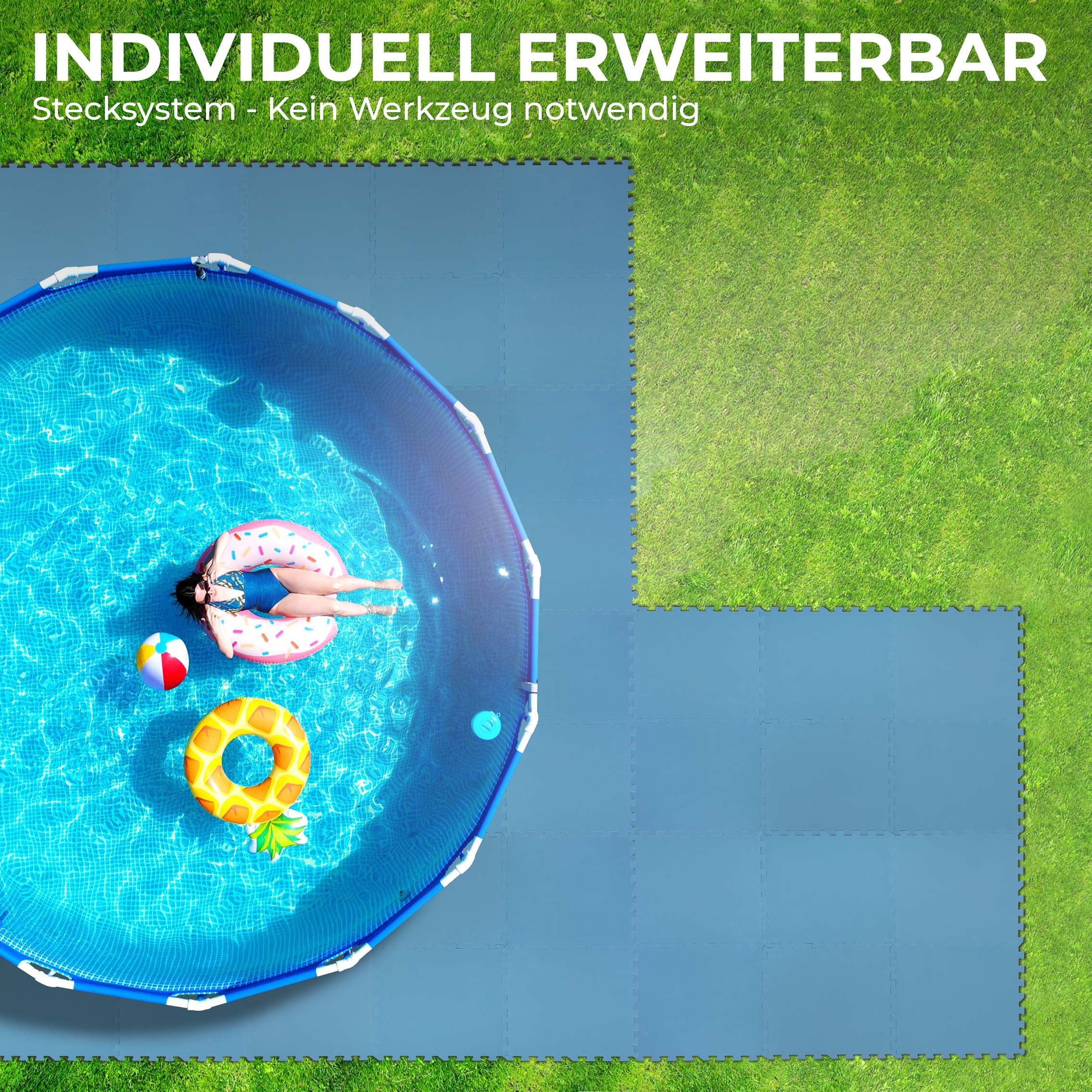 Bestlivings Pool-Bodenschutzfliese Pool Unterlegmatte - Blau BM-53492, 8 Stück à 50x50cm (2m), 8-St., Bodenschutz Poolunterlage Pool Planschbecken - Bodenschutzmatte