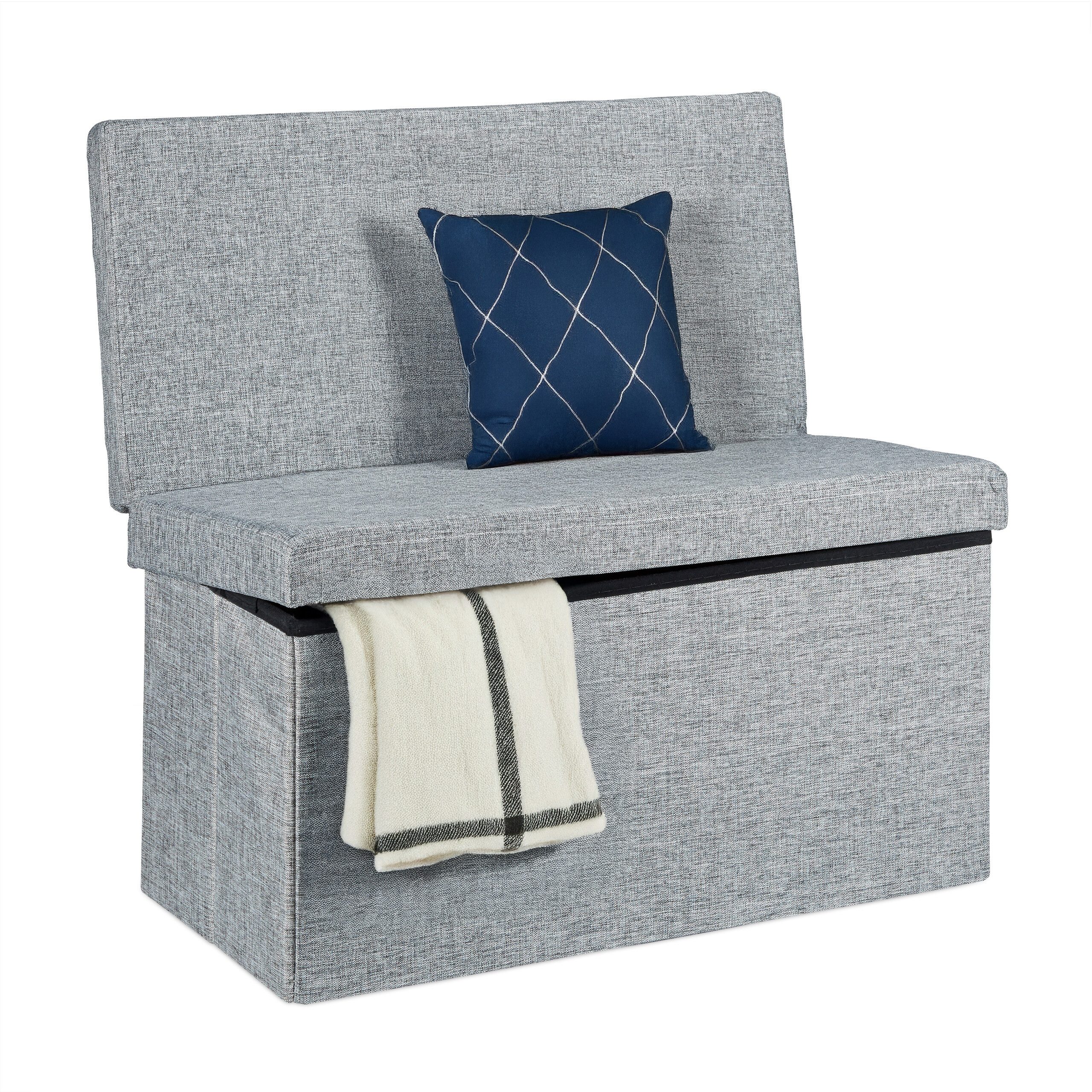 relaxdays Sitzhocker Faltbarer Sitzhocker mit Lehne L (1 St), grau
