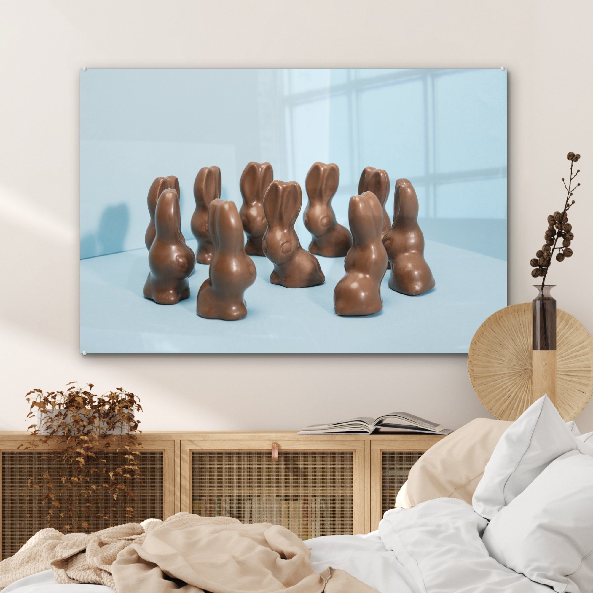 MuchoWow Acrylglasbild Wohnzimmer Schokoladenosterhasen, Schlafzimmer & St), Acrylglasbilder Kleine (1