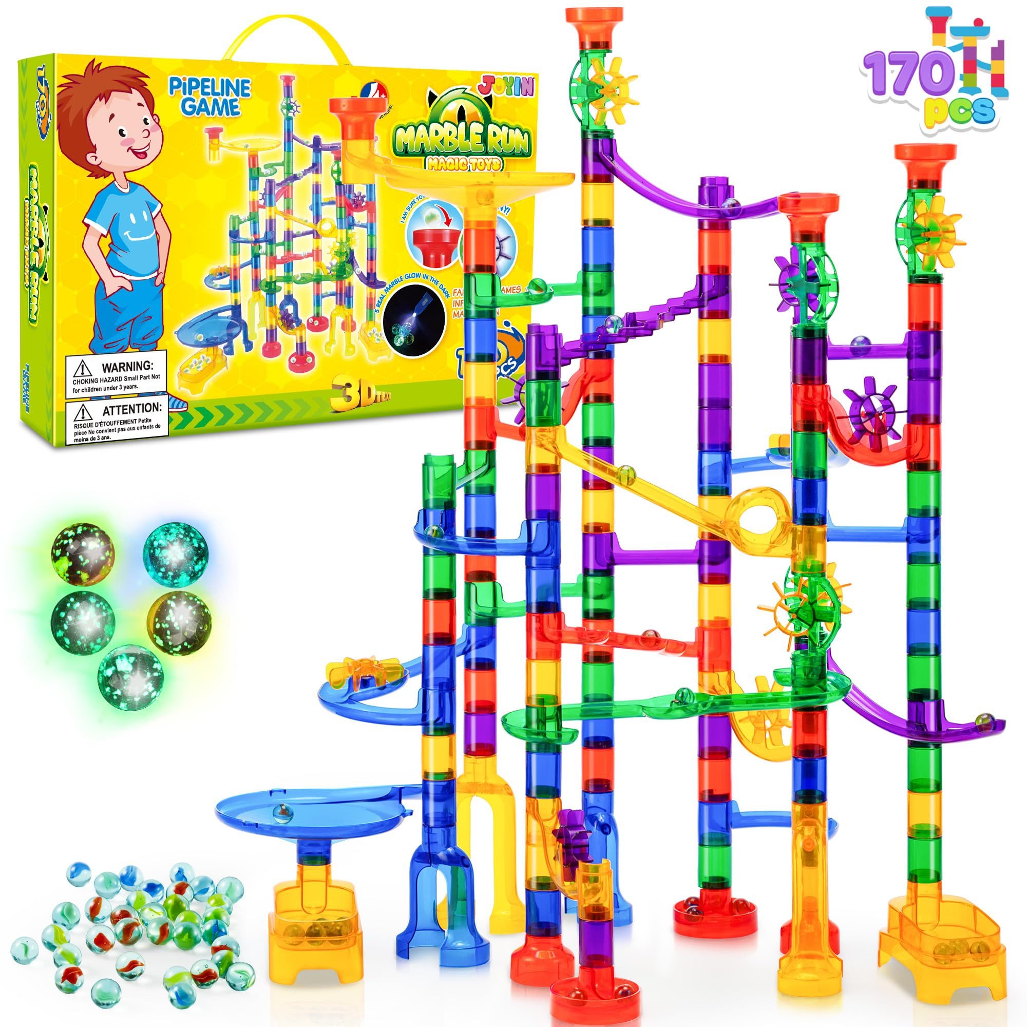 JOYIN Kugelbahn JOYIN 170-teiliges Murmelbahn-Set mit Glasmurmeln, Lernspielzeug, (170-tlg)