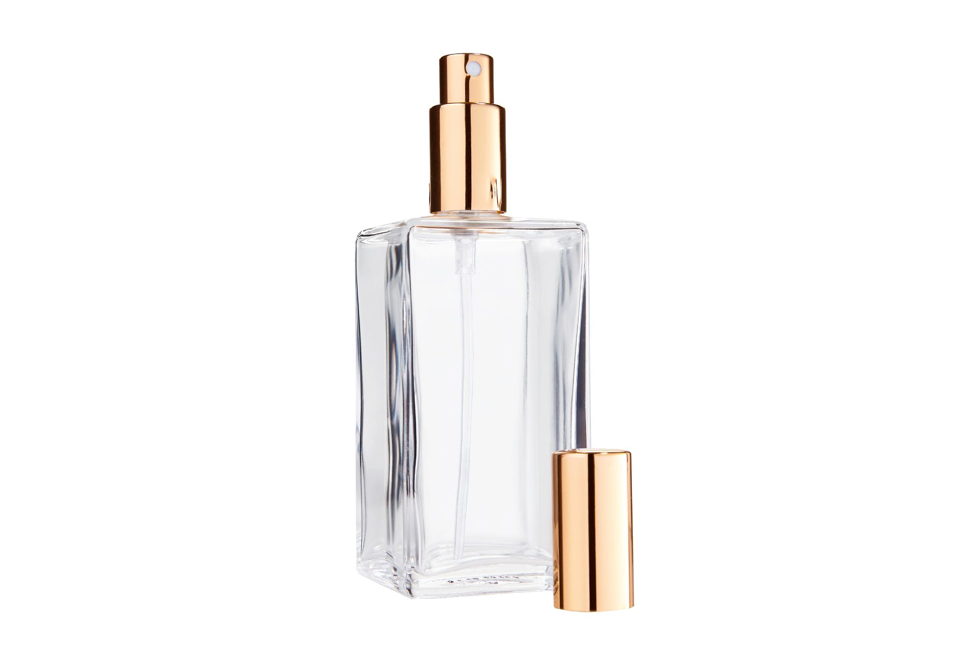 Fantasia Beauty Parfümzerstäuber Tischzerstäuber eckig, für 100 ml, Zerstäuber goldfarben (1 St), Parfüm-Zerstäuber