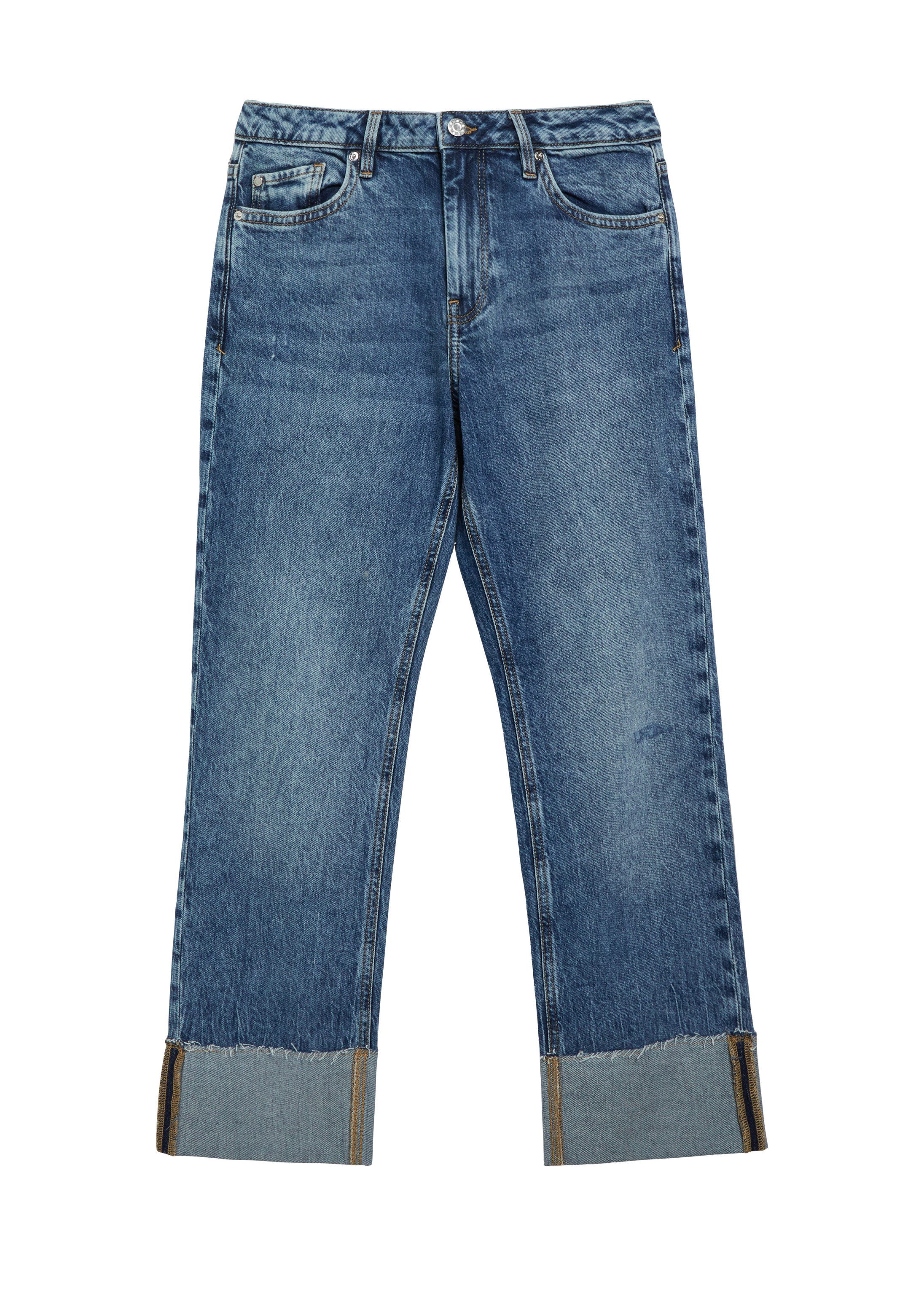 s.Oliver Regular-fit-Jeans Jeans-Hose KAROLIN Cropped Jeans Karolin / Mid Rise / Straight Fit / fixierten Umschlag
