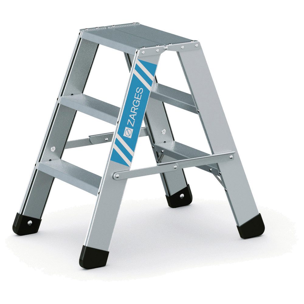 Zarges Schiebeleiter Stufenstehleiter Seventec B, beidseitig begehbar, 2x3 Stufen, ZARGES