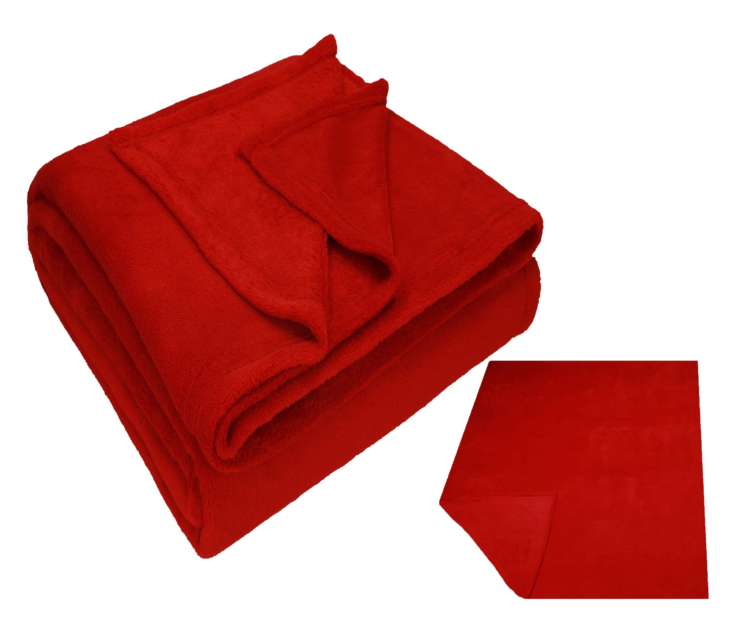 Teddy x Betz Wohndecke Kuscheldecke rot Größe 200 cm, cm XXL 150