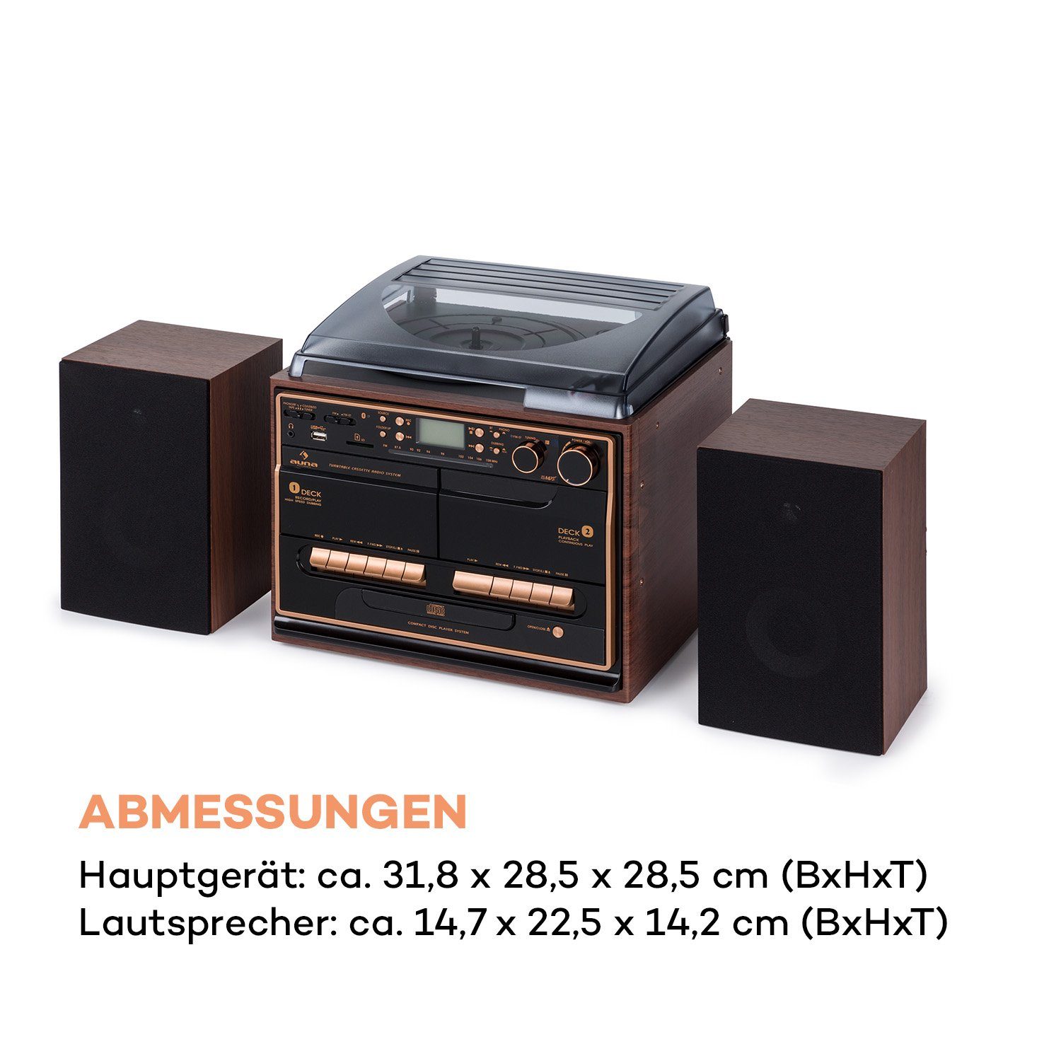 W) Stereoanlage Wood Auna 388-BT (UKW/MW-Radio, 10