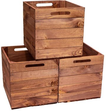 Kistenkolli Altes Land Allzweckkiste 2er set Holzkiste Holzbox Vintage Ocker passend für Ikea Kallax und