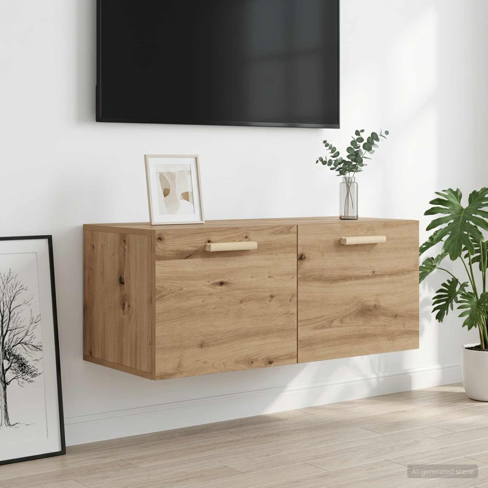 vidaXL Regal Wandschrank Wandhalterung Artisan-Eiche 80 x 36,5 x 35 cm, 1-tlg.